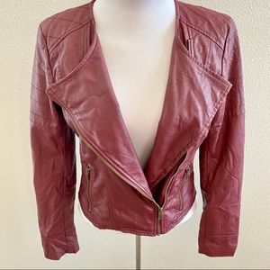 Pins and Needles Red Vegan Leather Jacket Small
